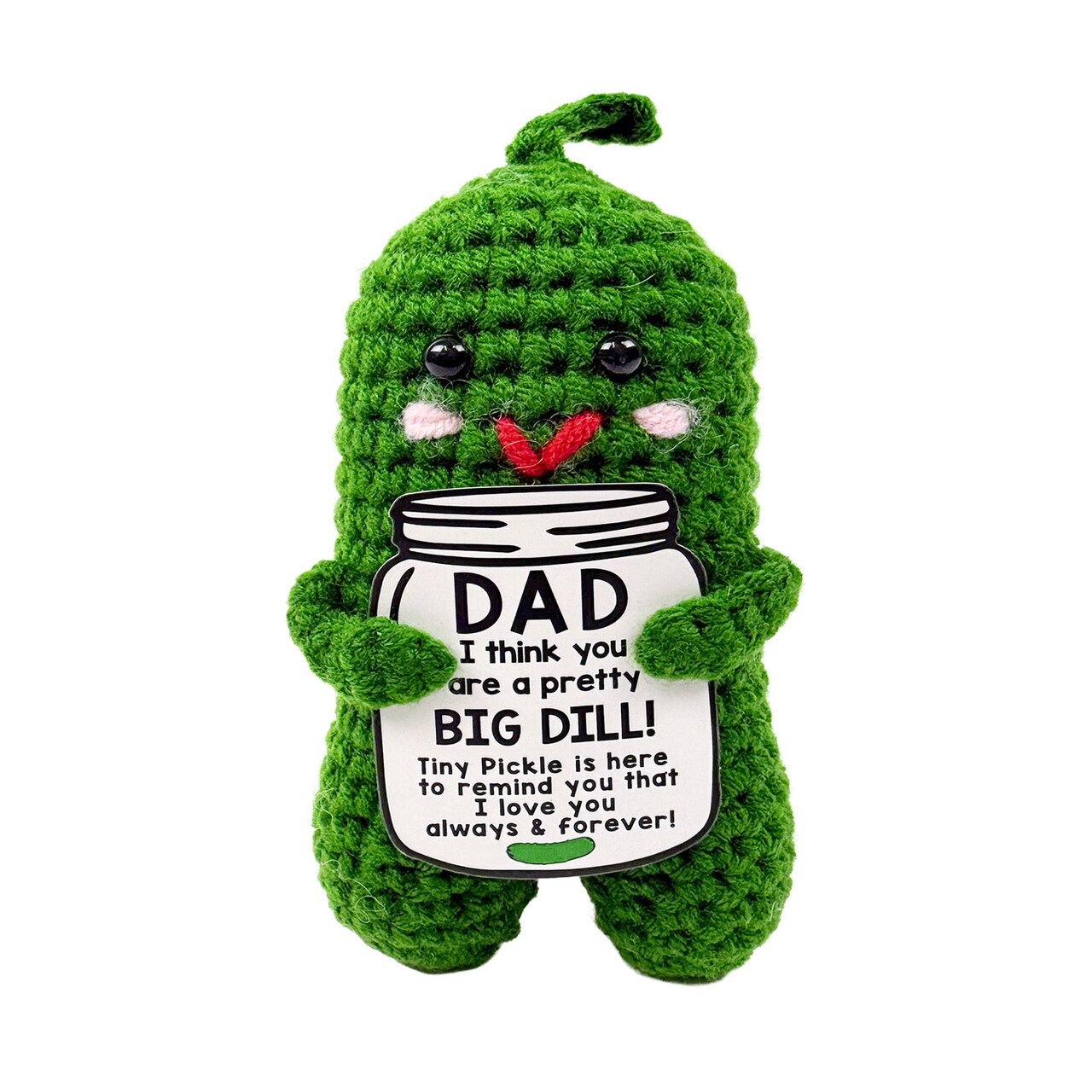Wrapables Emotional Support and Inspirational Gift, Crochet Doll with Positive Words Card, For Appreciation, Inspiration, Pickle Dad
